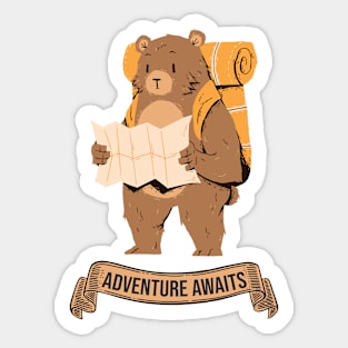 Adventure Awaits - Hiking Bear Sticker